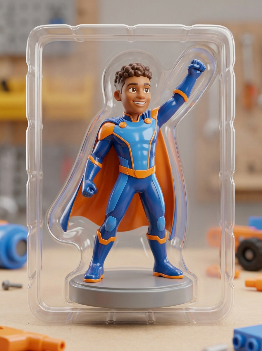 Action figure colecionável 3D em embalagem blister