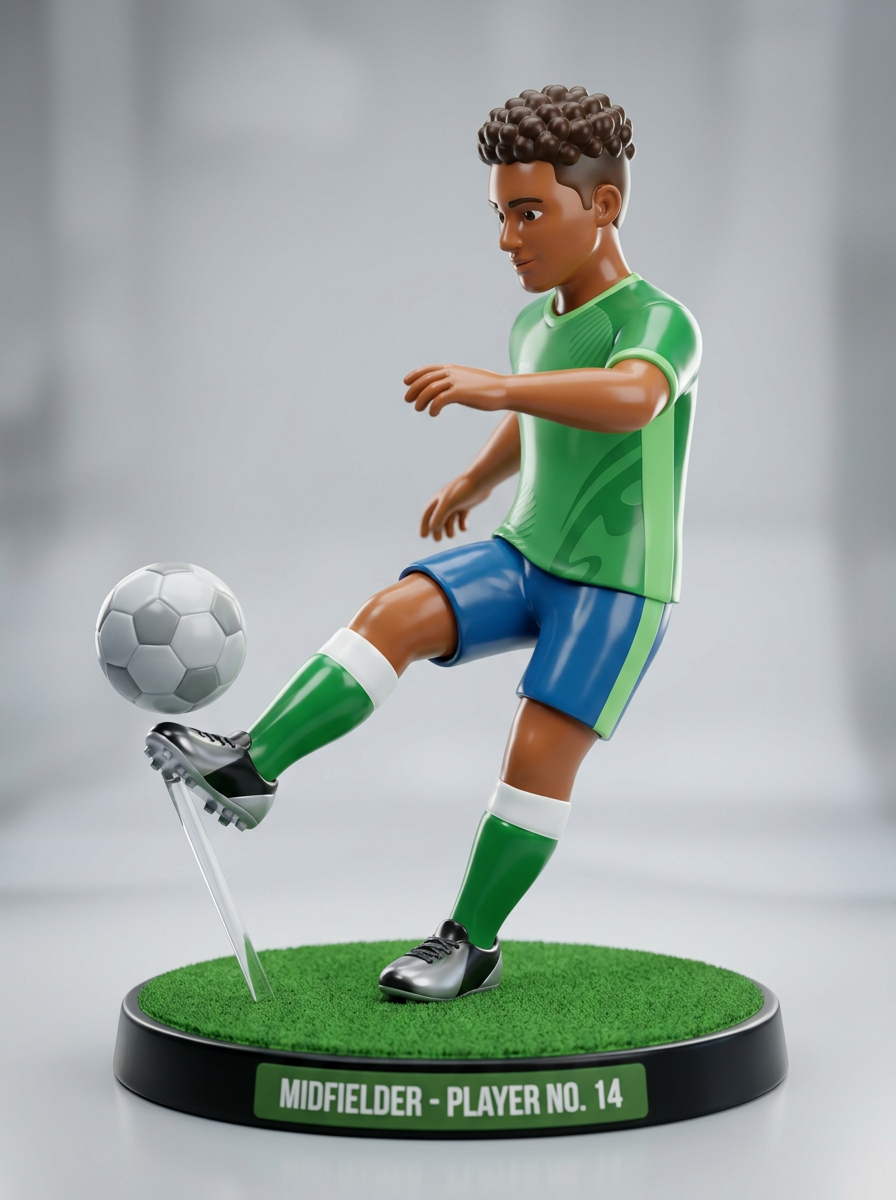 Boneco colecionável de jogador de futebol