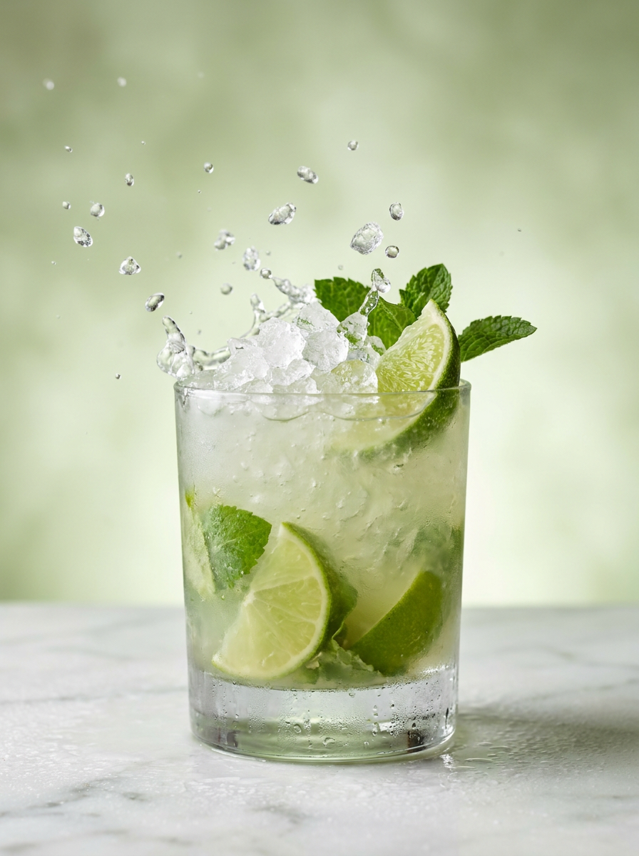 Caipirinha com respingos congelados