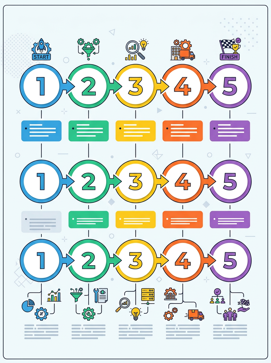 Infografico vetorial flat explicando um processo em etapas