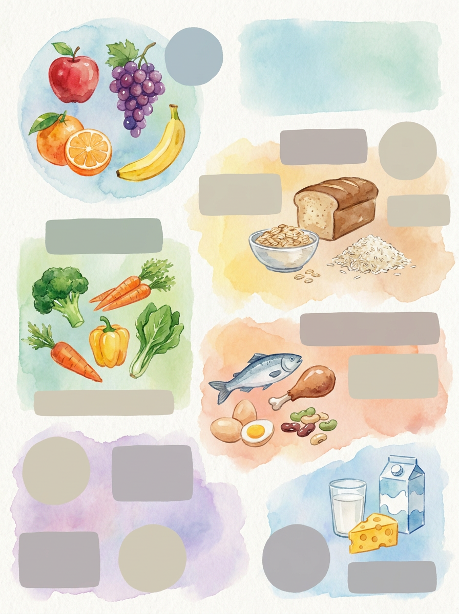 Infográfico em aquarela sobre nutrição