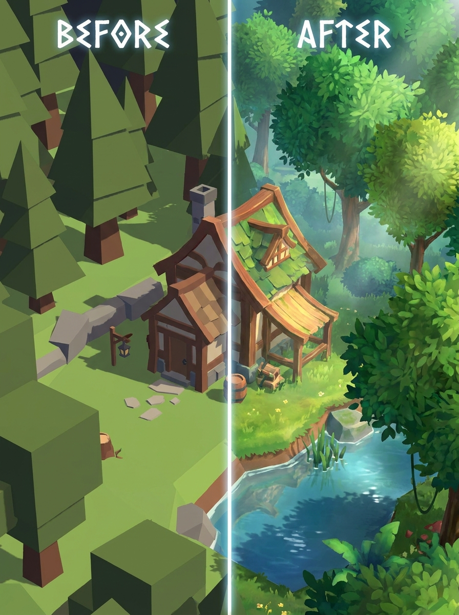 Gancho 0–30s — Antes e Depois do Mod (Games)