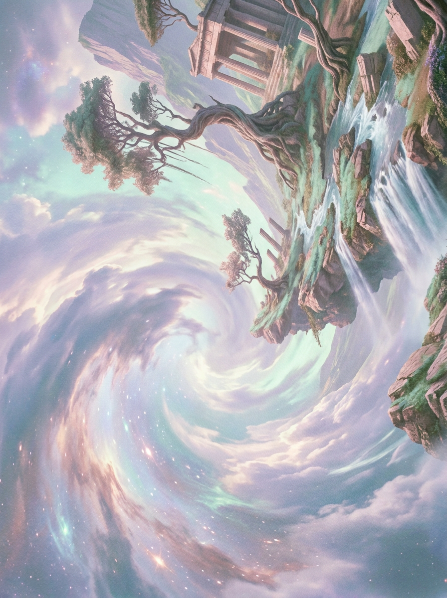 Paisagem surreal de céu invertido