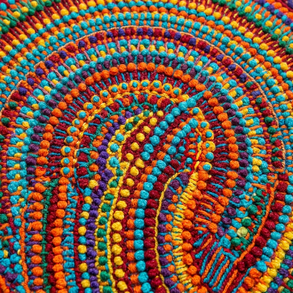 Padrão radiante de pontos saturados, textura bead.