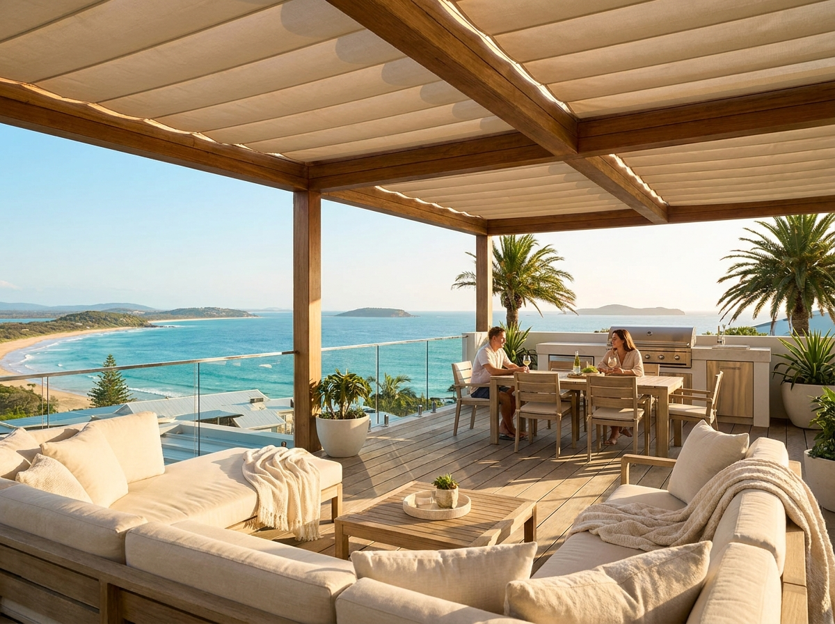 Rooftop deck with ocean view — placeholder photo