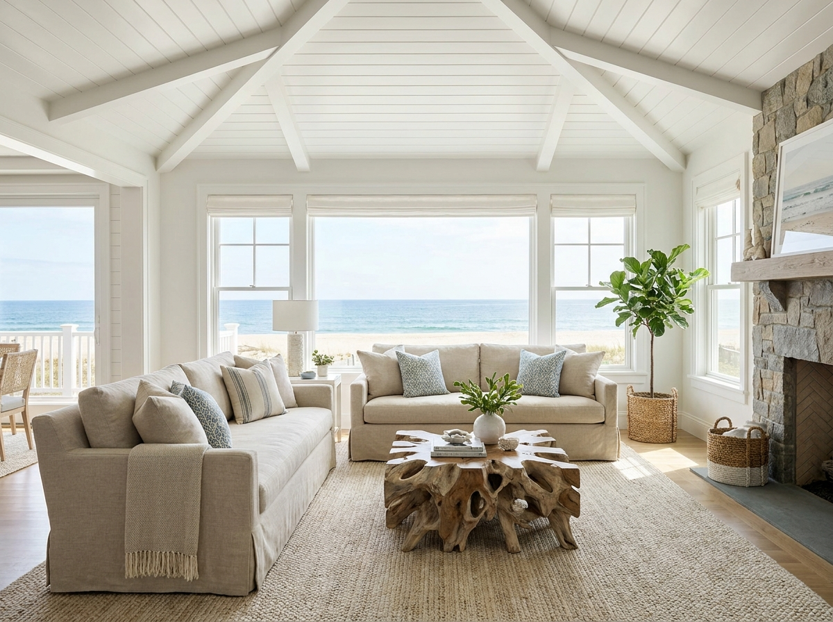 Living room with water views — placeholder photo