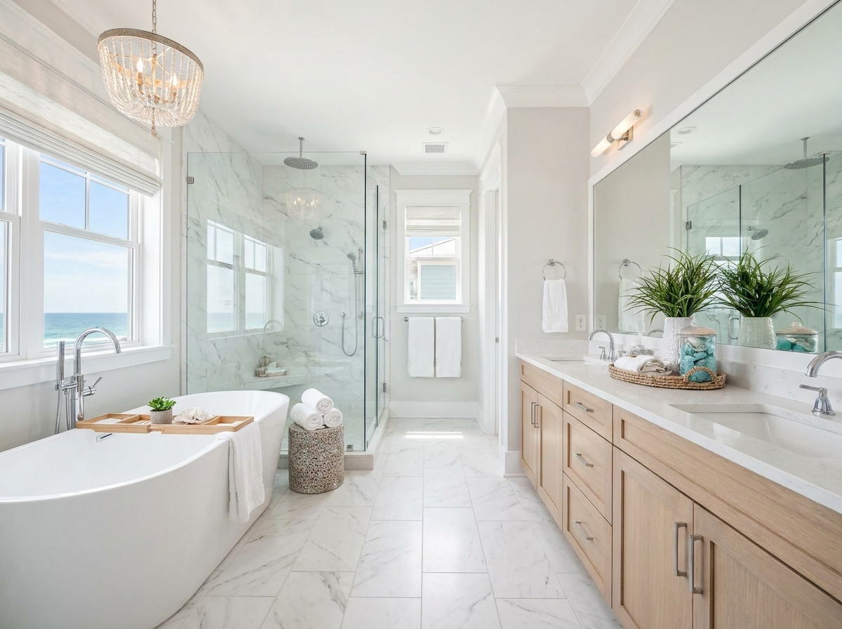 Spa-style bathroom — placeholder photo