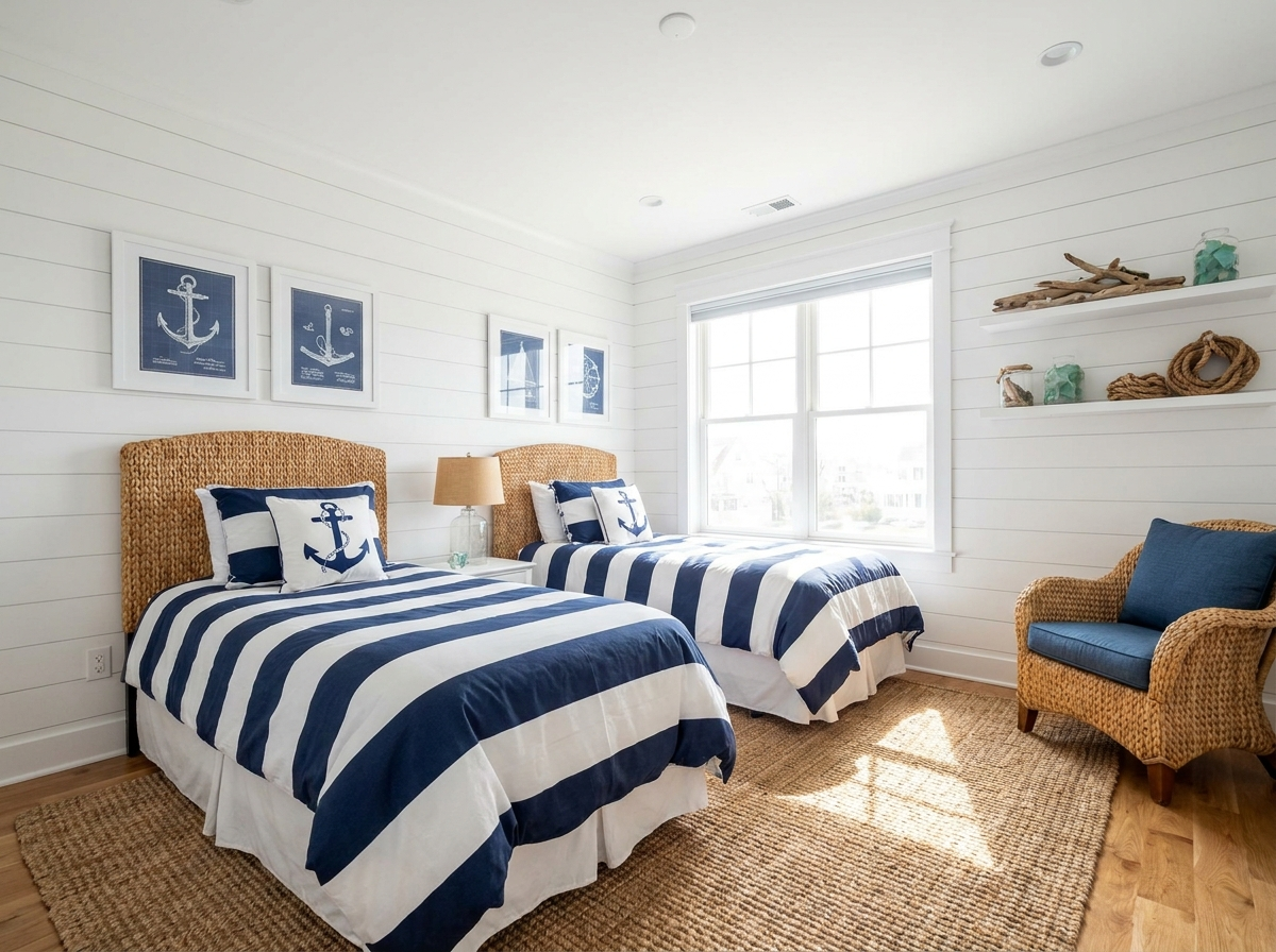 Guest bedroom with twin beds — placeholder photo