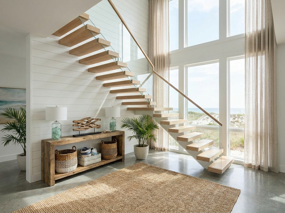 Foyer with oak staircase — placeholder photo