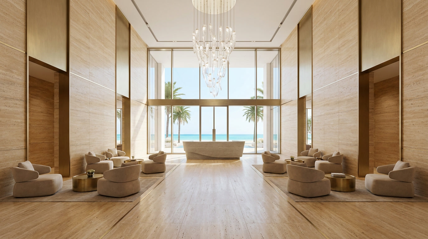 Render architettonico — la lobby