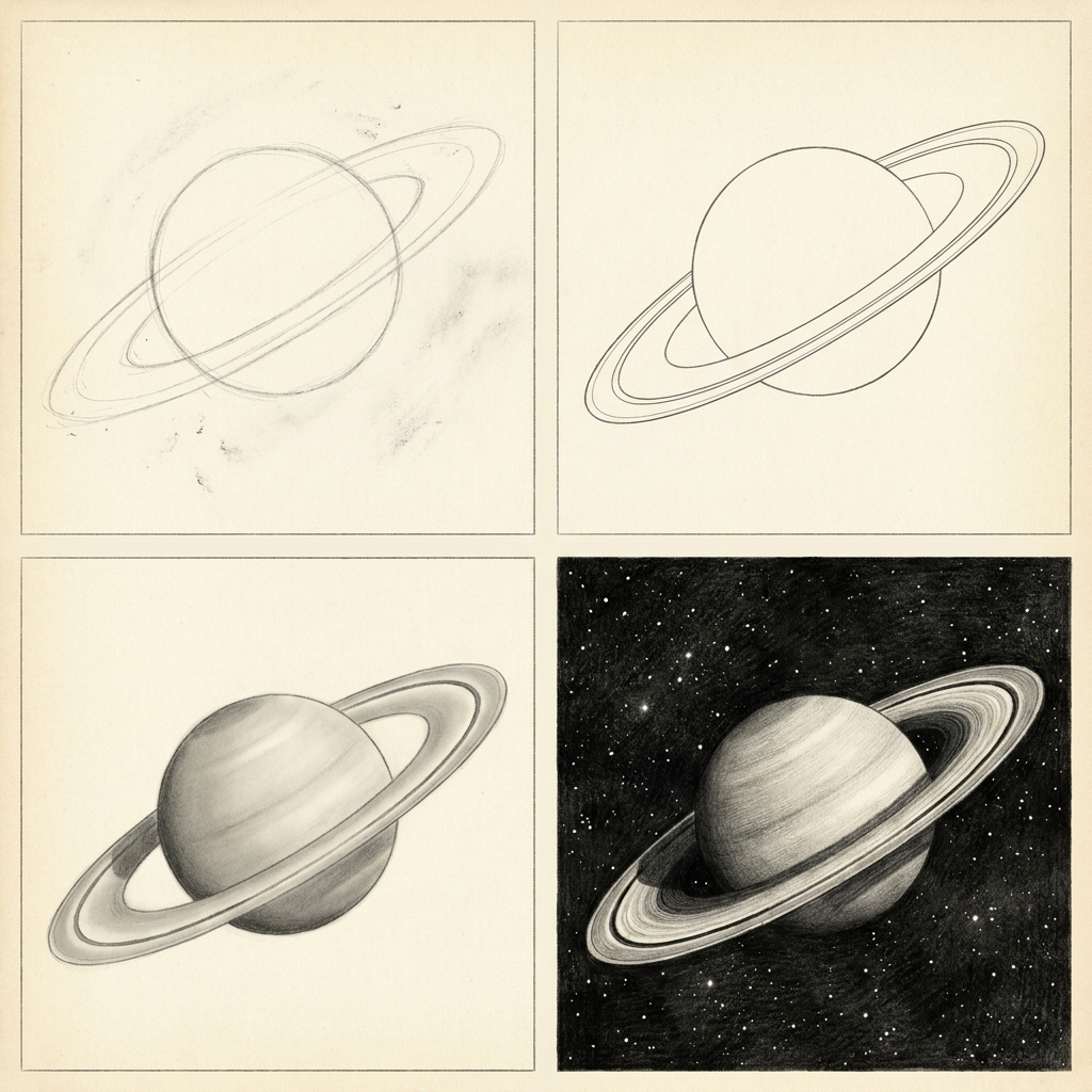 Step-by-step plate of Saturn