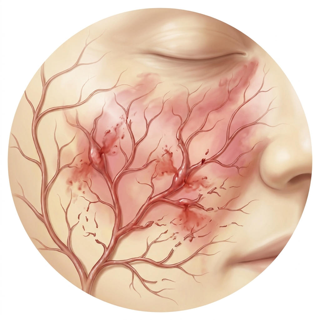 Network of severely damaged blood vessels showing compounding deterioration