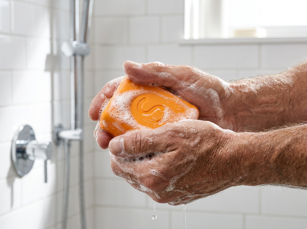 The STERK persimmon bar lathering in use