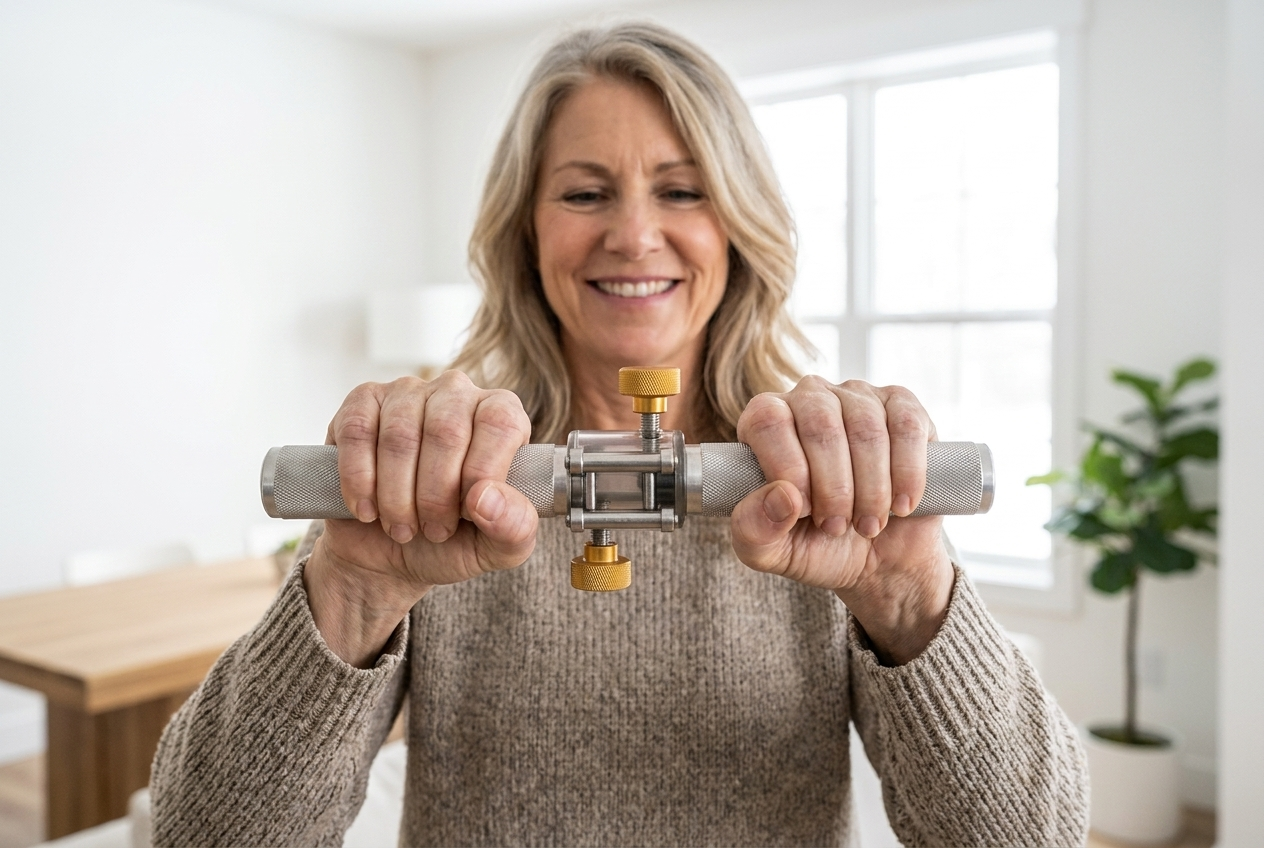 Woman's hands using the Gripzilla Dynamo grip trainer