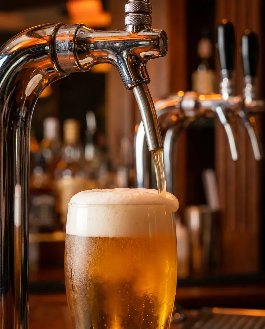 Bier vom Fass im dunklen Glas