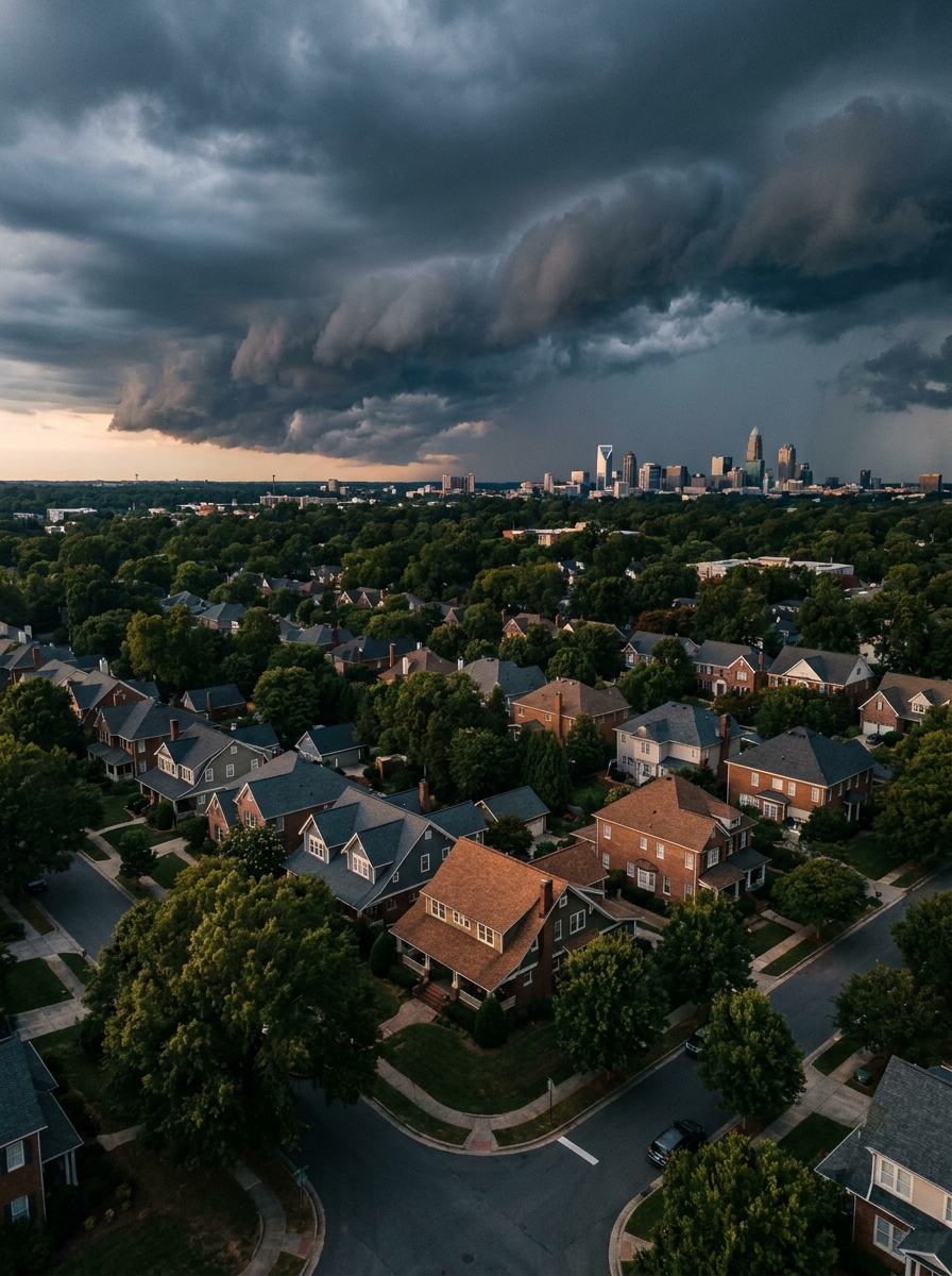 Storm sky over Charlotte rooftops