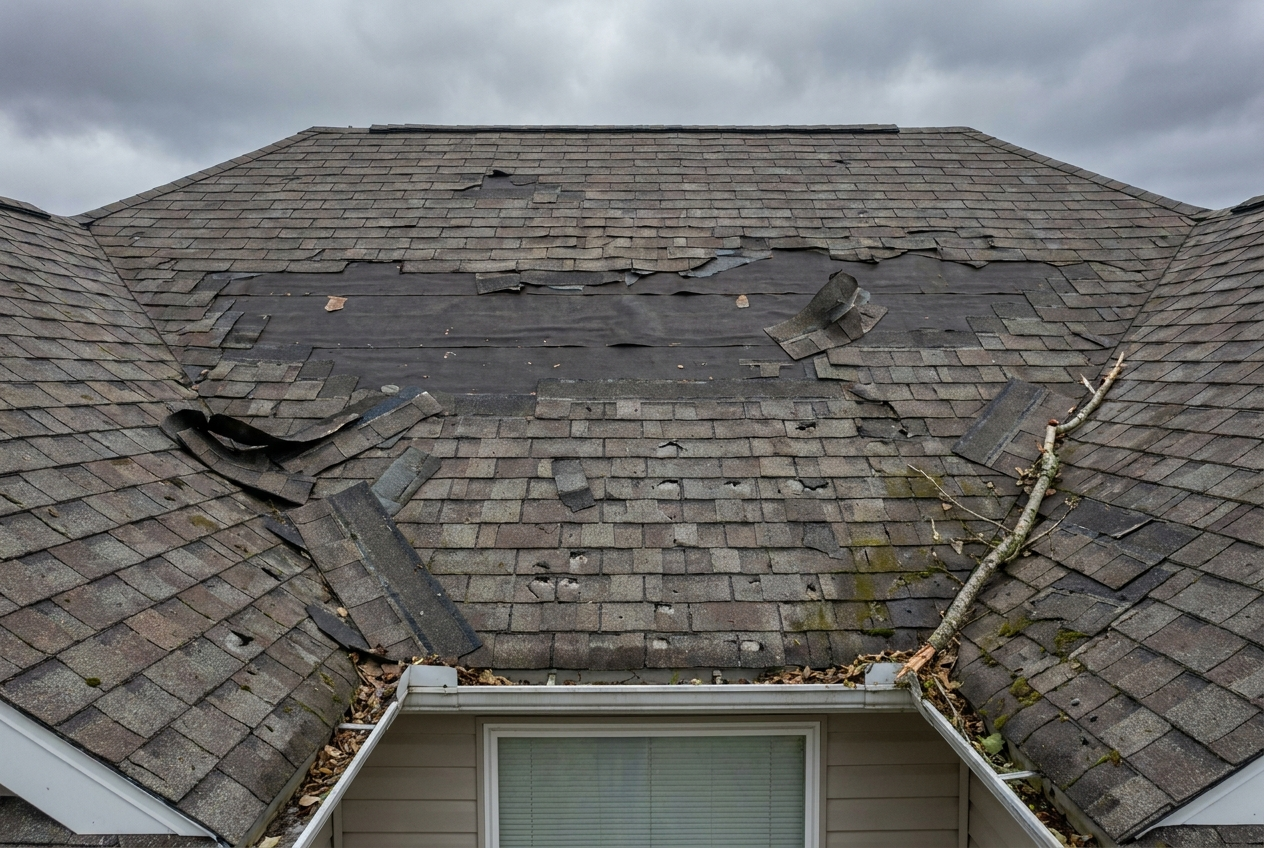 Hail-damaged roof