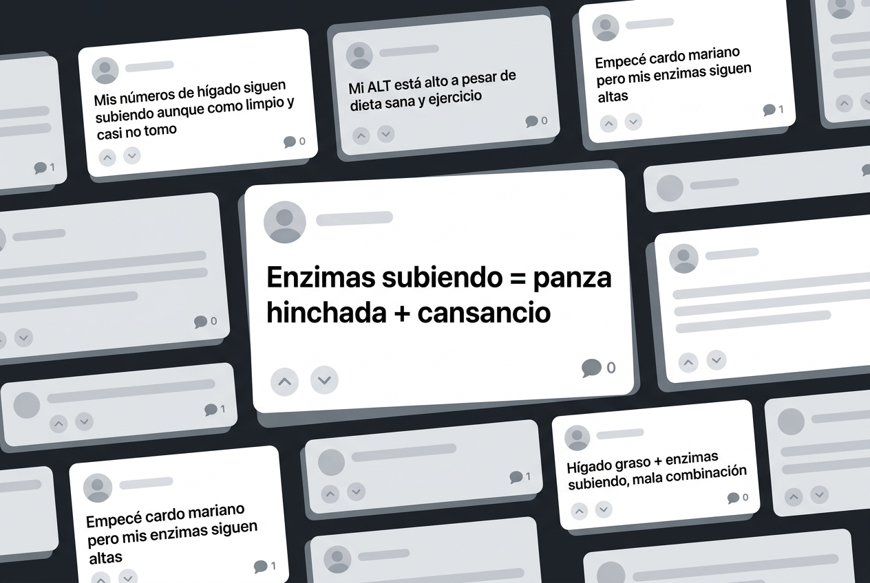 Comentarios de personas con hígado graso describiendo los mismos síntomas