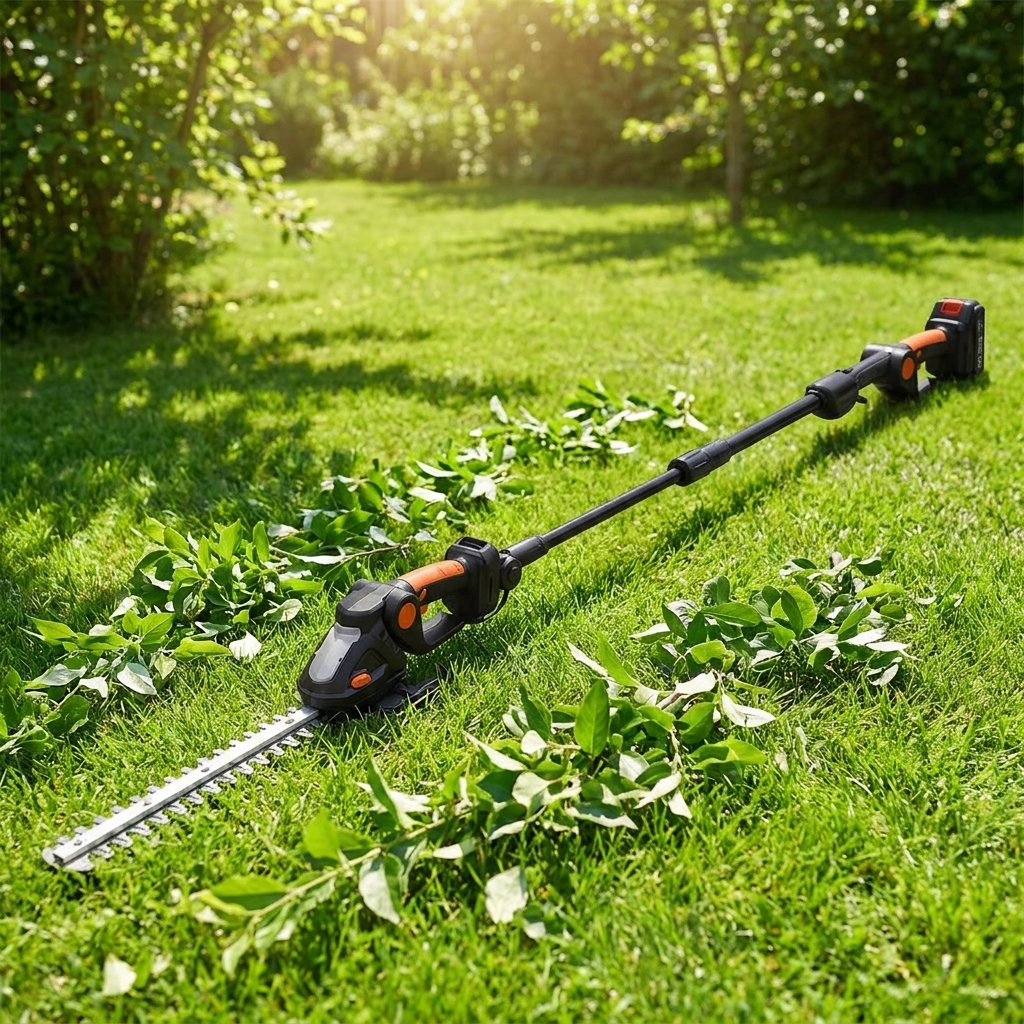 Electric Hedge Trimmer | Telescopic Pole | 2 Interchangeable Blades | 3.6m Reach | Handheld or Pole