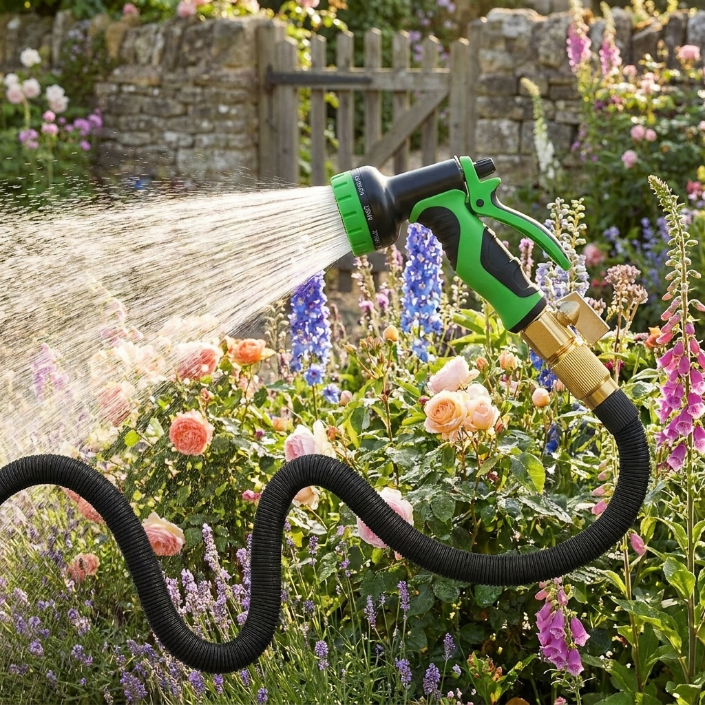 Expandable Garden Hose | 7.6m–19m | 10 Spray Modes | Brass Connectors | Nano Rubber | 1.04kg