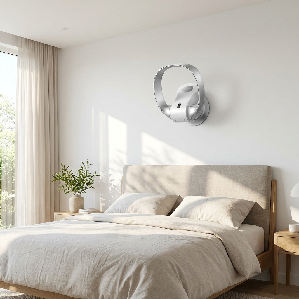 Bladeless Wall Fan | 10 Speeds | 35dB | 1–8hr Timer | Remote Control | White & Black