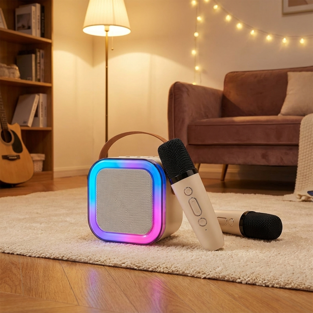 Mini Karaoke Speaker Set | Dual Wireless Mics | RGB Lights | Bluetooth 5.3 | USB-C | 3 Colours