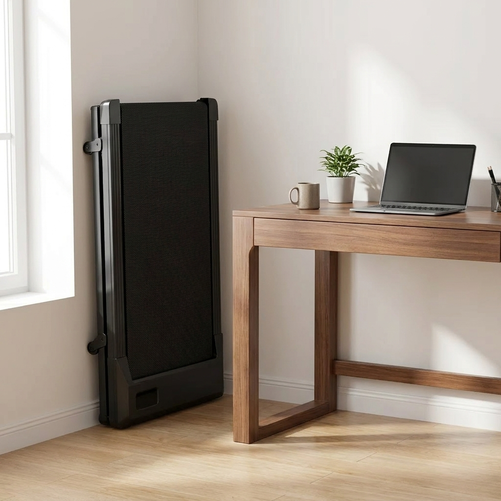 Under Desk Treadmill | Foldable | 2.5HP | 6% Incline | Quiet Motor | Black & Gold