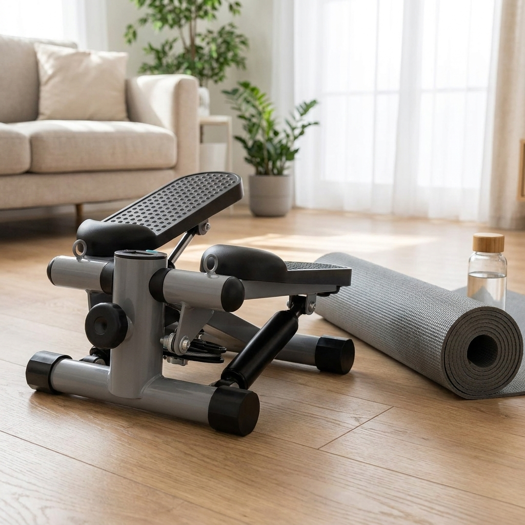 Mini Stepper Exercise Machine | Compact Home Gym | Adjustable Resistance | Grey