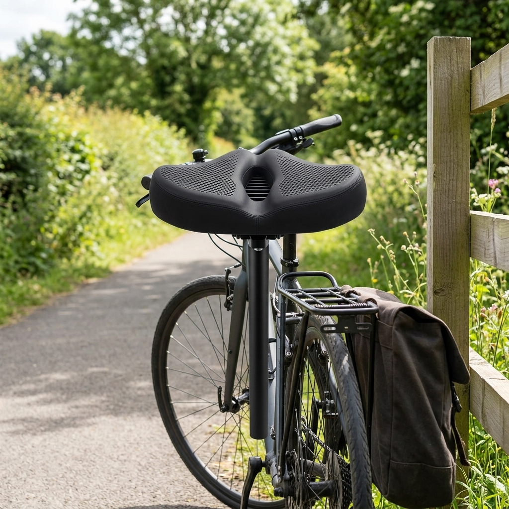 Noseless Bike Seat | Oversized | Shock Absorption | Optional LED Light | Black & Brown