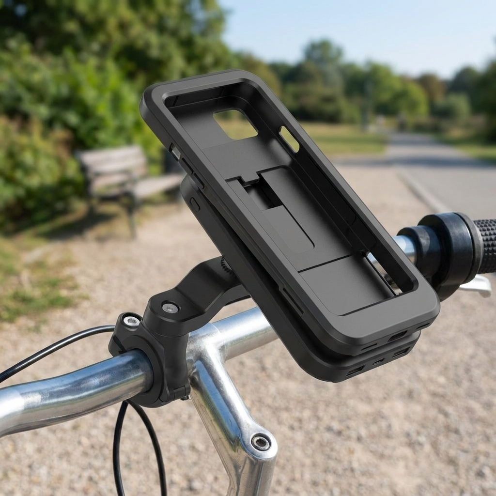 Bike Phone Mount | 5000mAh Power Bank Option | Handlebar 22-28.5mm | Waterproof Touchscreen Cover