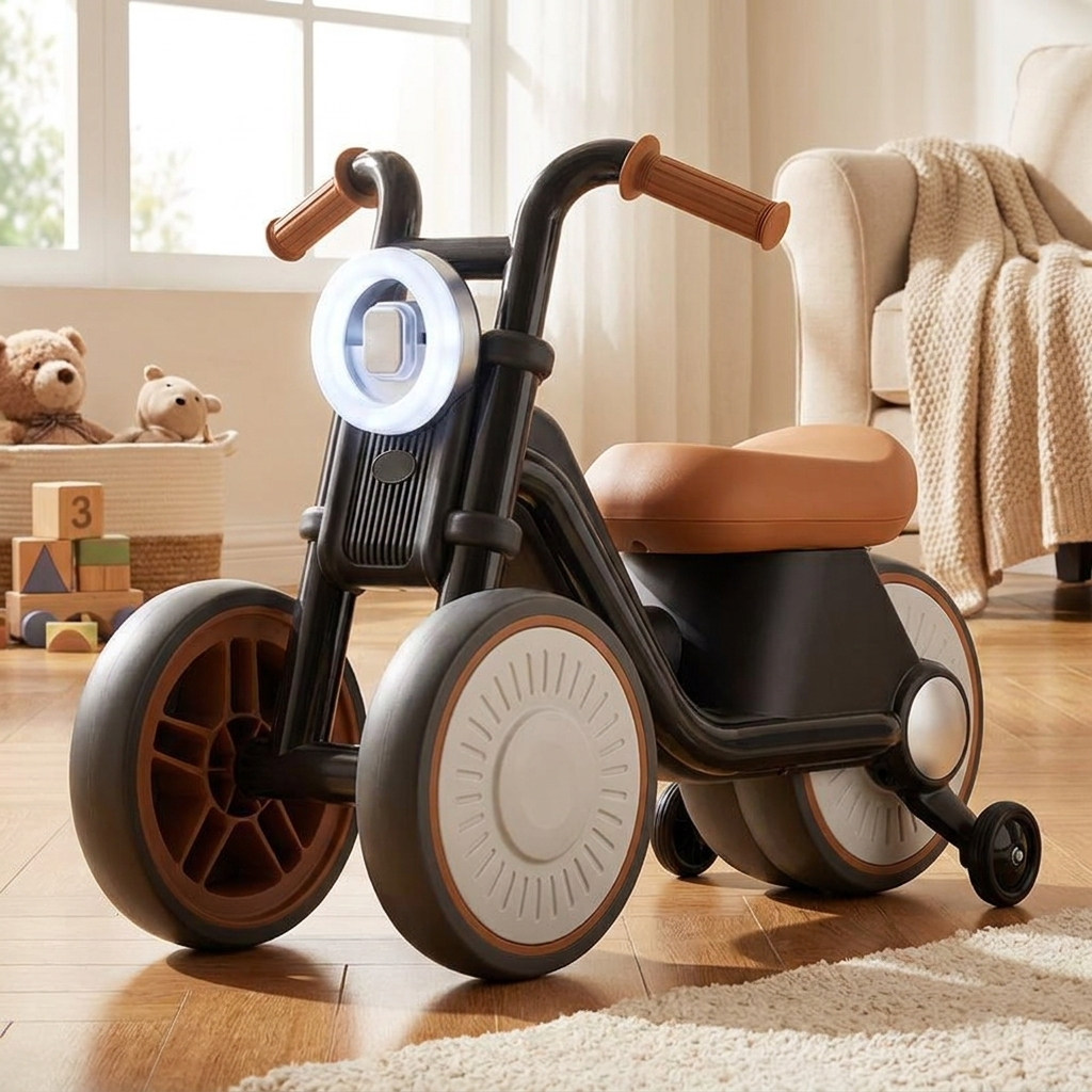 Kids Ride-On Motorcycle | Anti-Tip | Silent EVA Wheels | Light & Sound | Ages 1–6 | 30kg Max