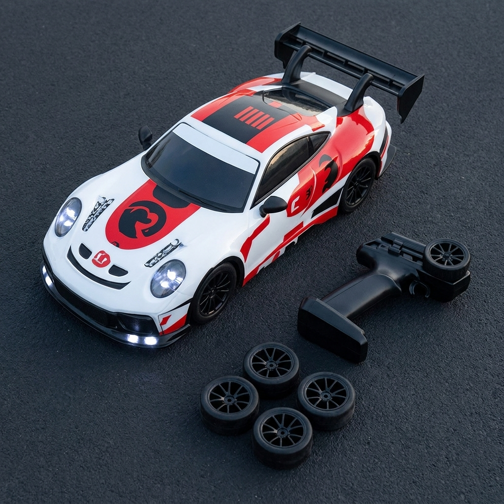 RC Car | Speed & Drift Modes | Interchangeable Tyres | 2.4GHz | LED Headlights | ABS Body