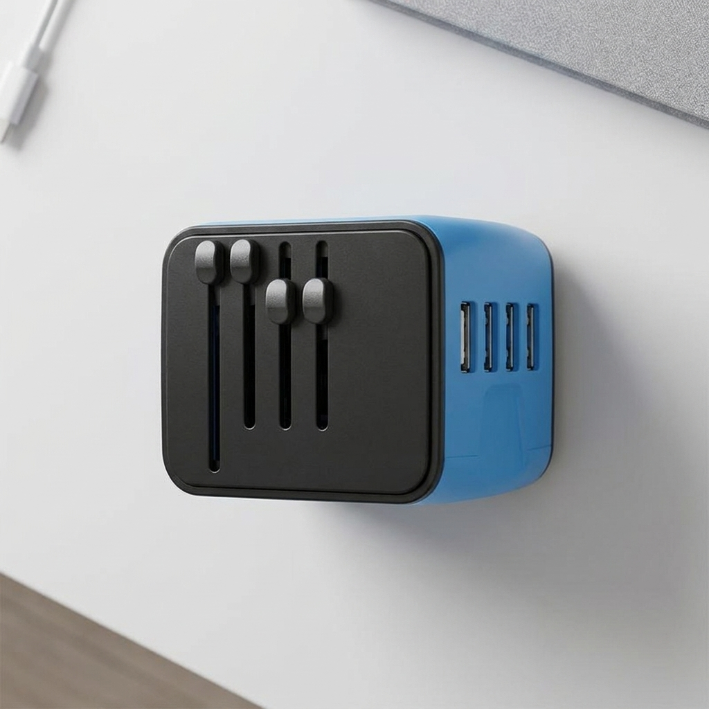 Uniwersalny adapter podróżny | ponad 150 krajów | porty USB | osłony bezpieczeństwa | 4 kolory