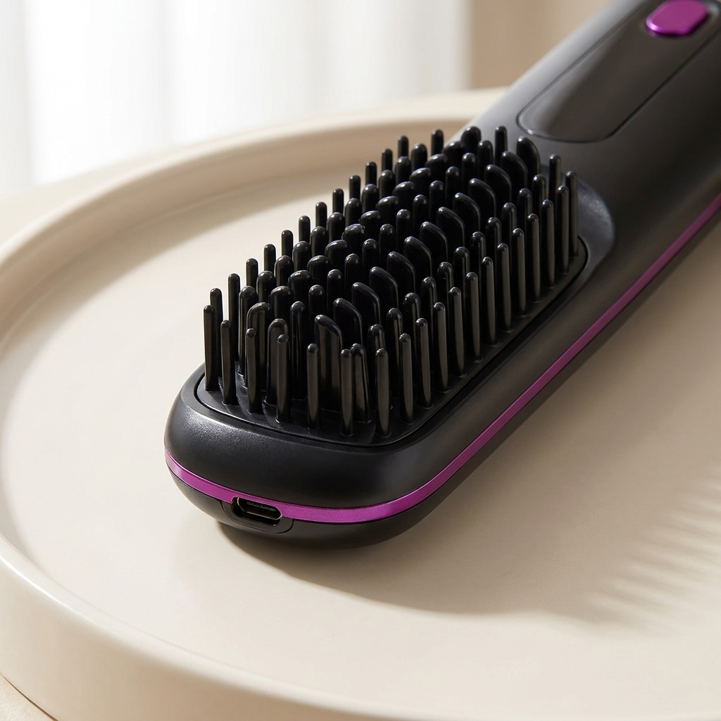 Nahaufnahme der Borsten der Haarstylingbürste