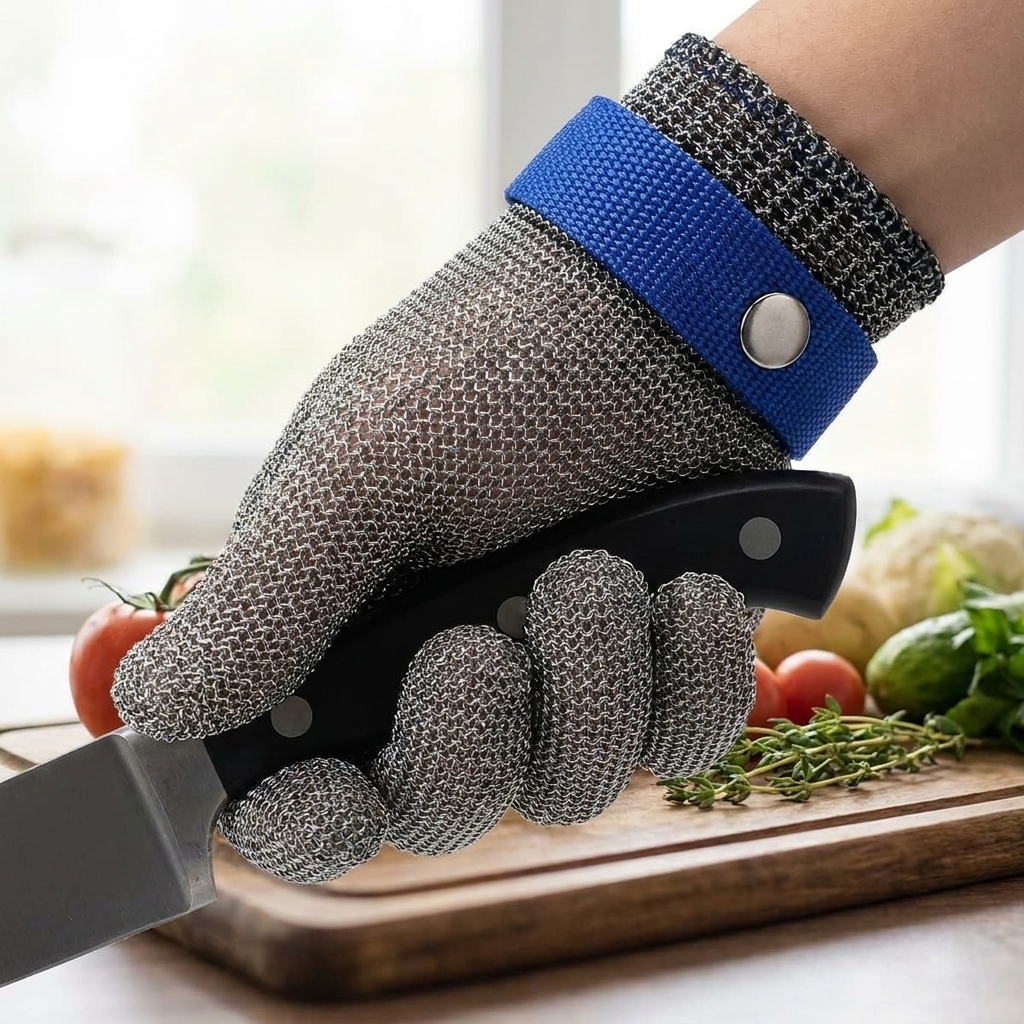 Guanti di Sicurezza in Acciaio Inossidabile | Resistenti al Taglio | Protezione per Cucina e Lavoro