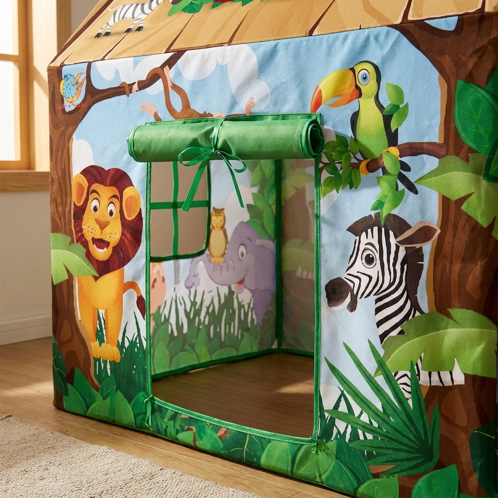 Stan na hraní Safari džungle | Design s motivem zvířat | Dětský vnitřní domeček na hraní