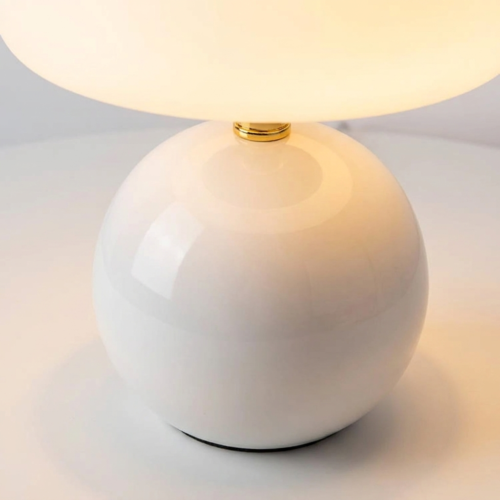 Svampebordlampe | Justerbare LED-farver | Creme keramisk design