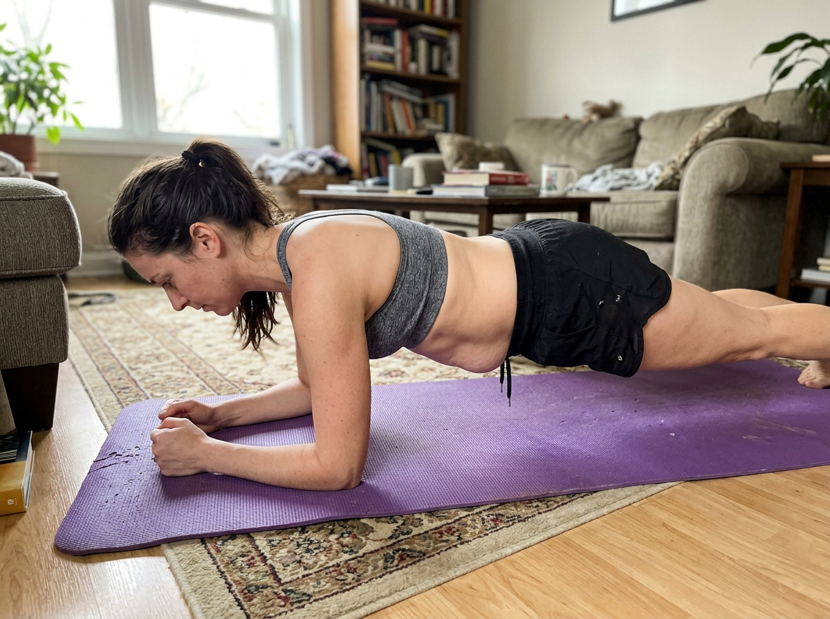 Woman doing a plank, the exercise that can worsen diastasis