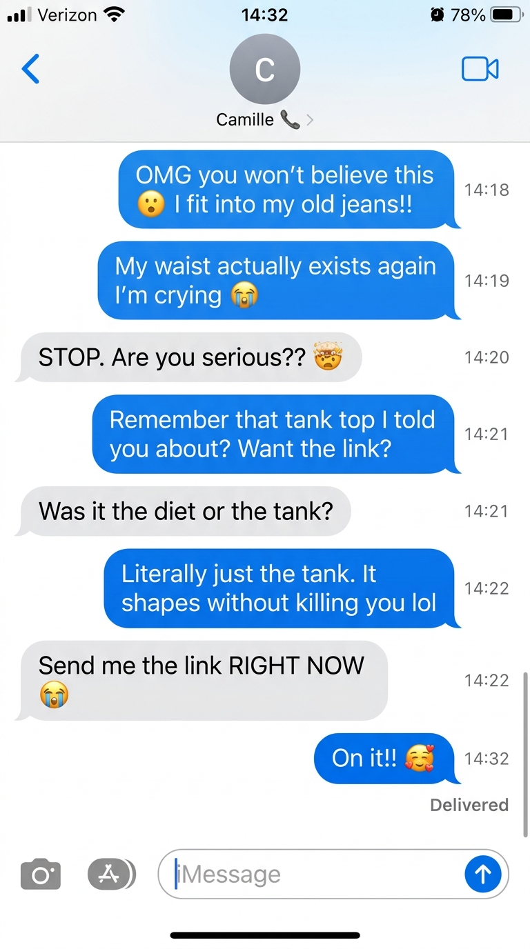 Screenshot of the message sent to a friend