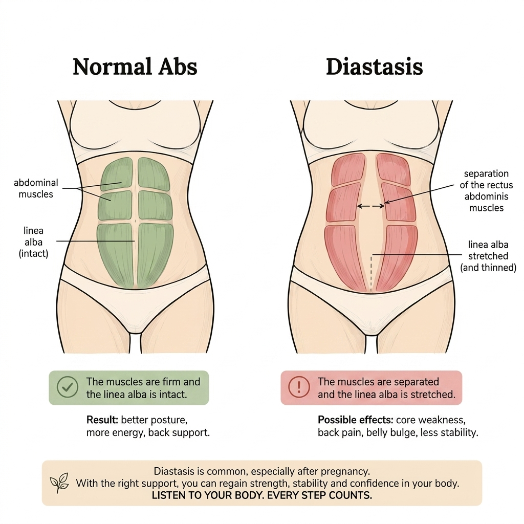 Anatomical diagram of abdominal diastasis