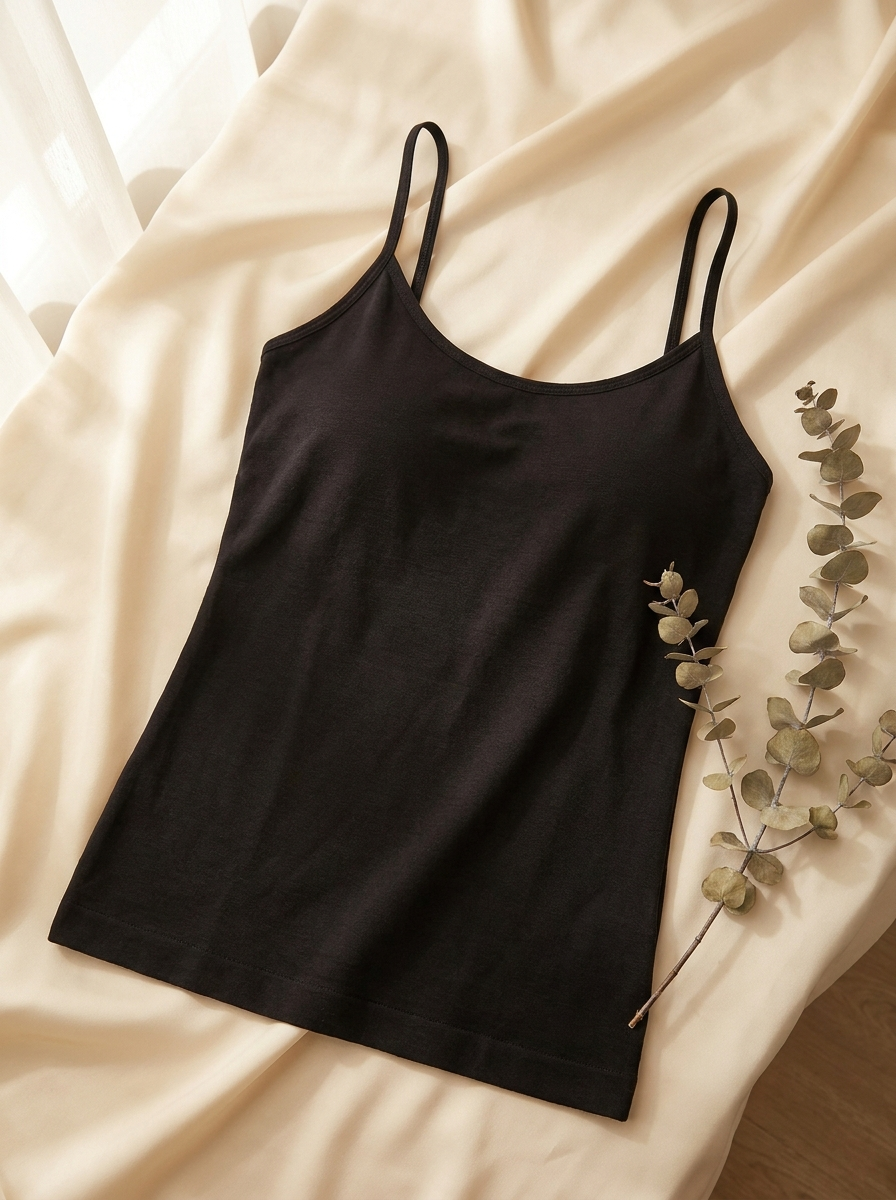 The Shapova 3D Slimming Tank, black with spaghetti straps