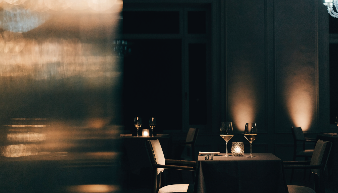 The cellar and dining room in candlelight