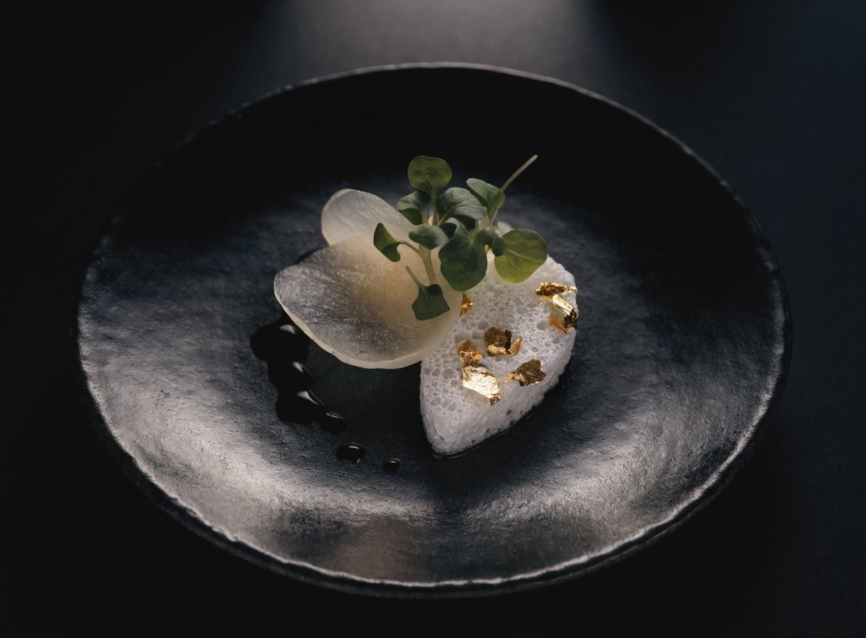 A dish finished over open flame