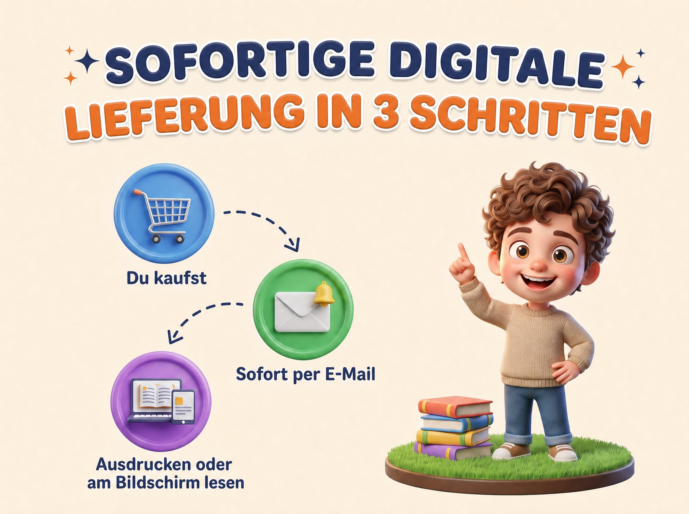 Sofortige digitale Lieferung in 3 Schritten