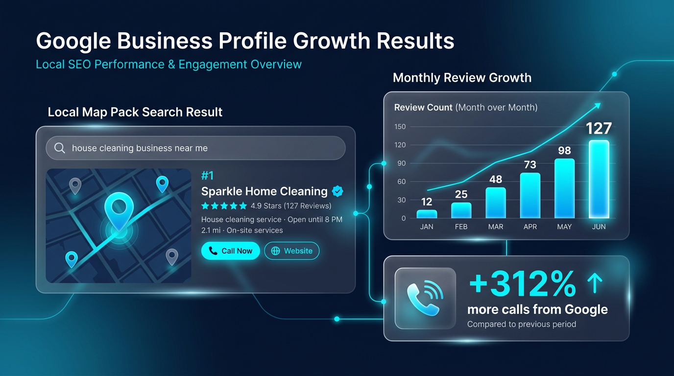 Google Business Profile ranking and review growth for a cleaning company