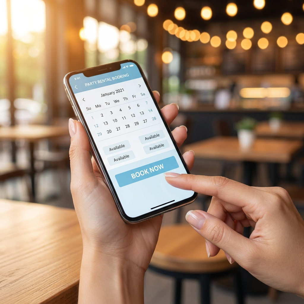 Booking party rental online on phone