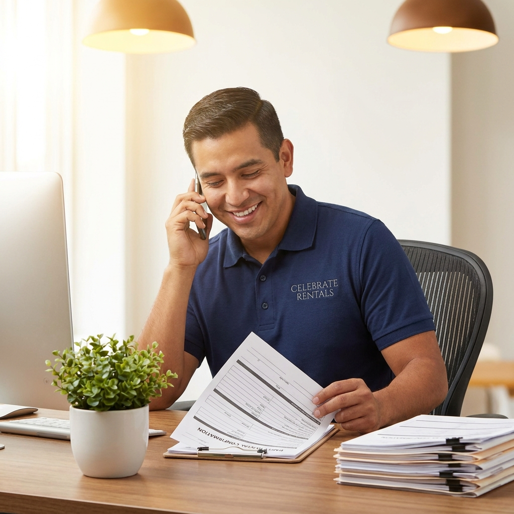 Team member confirming reservation by phone