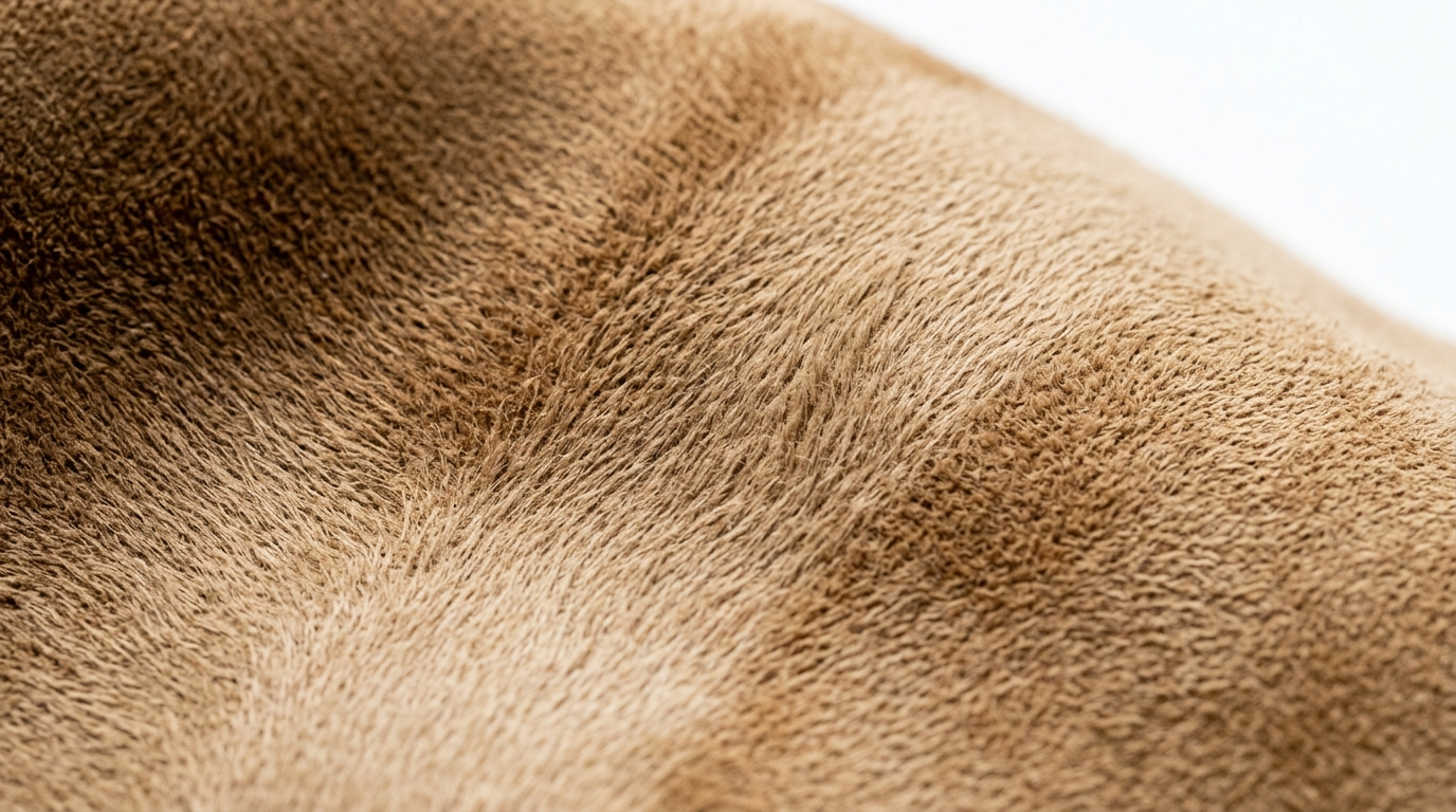 Close-up of suede fabric showing directional nap color shift