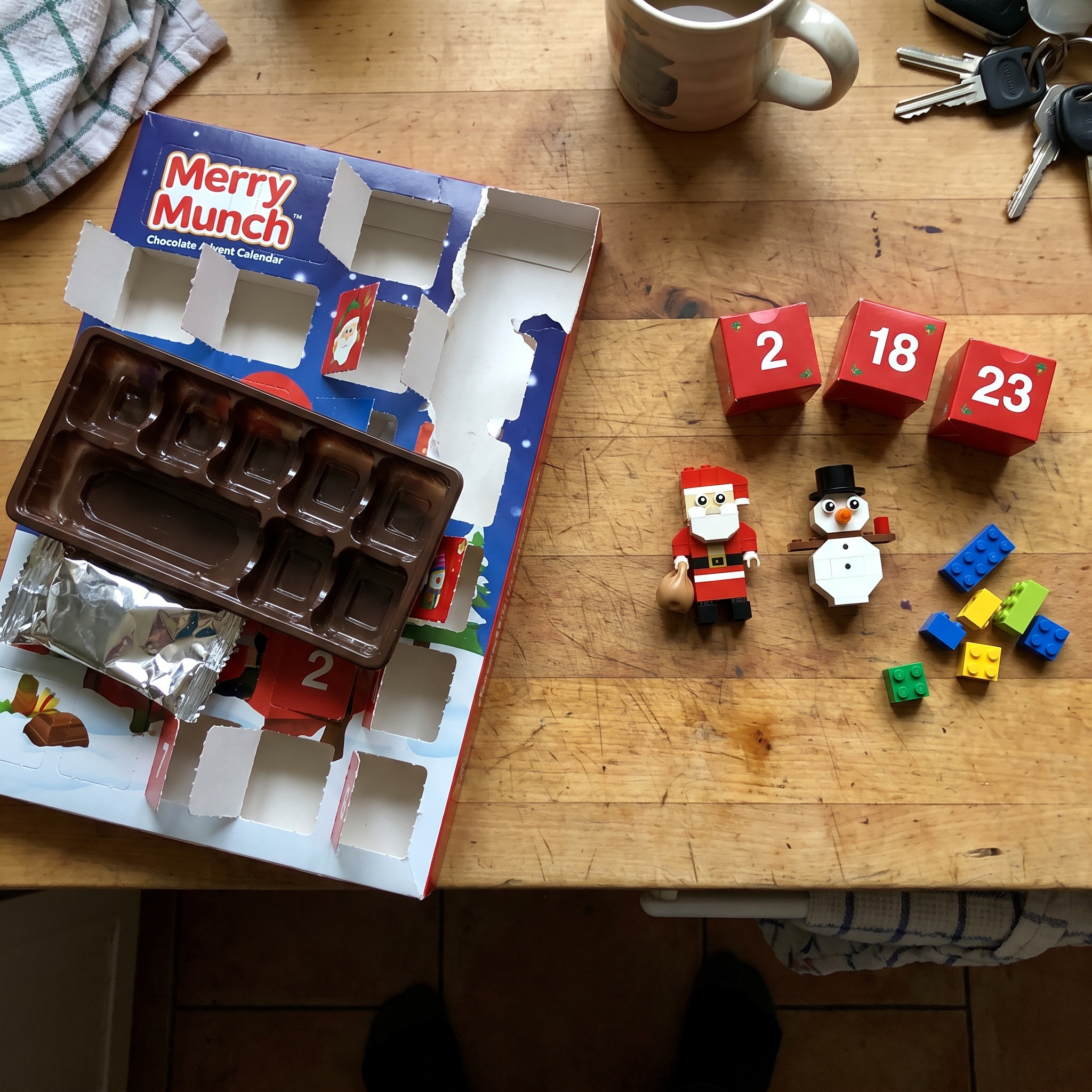 The empty chocolate calendar next to the builds that stay