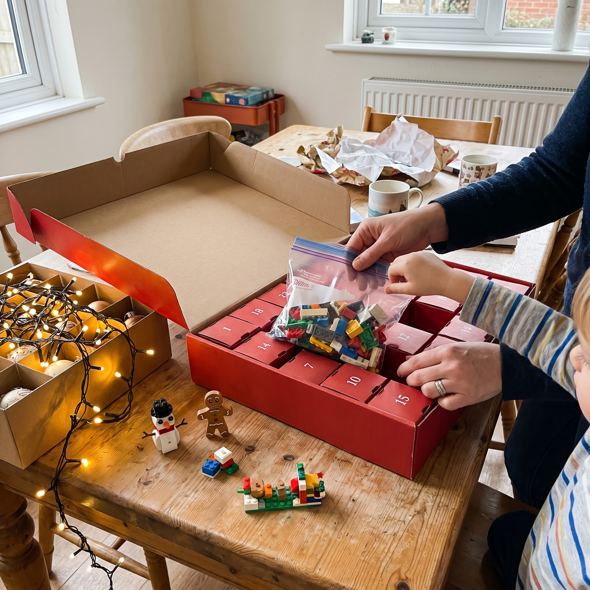 Bagging the pieces back into their numbered boxes in January